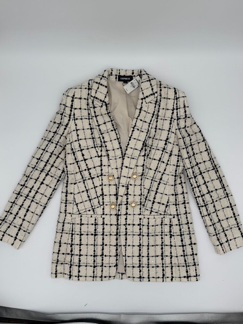 Express tweed double breasted blazer small NEW